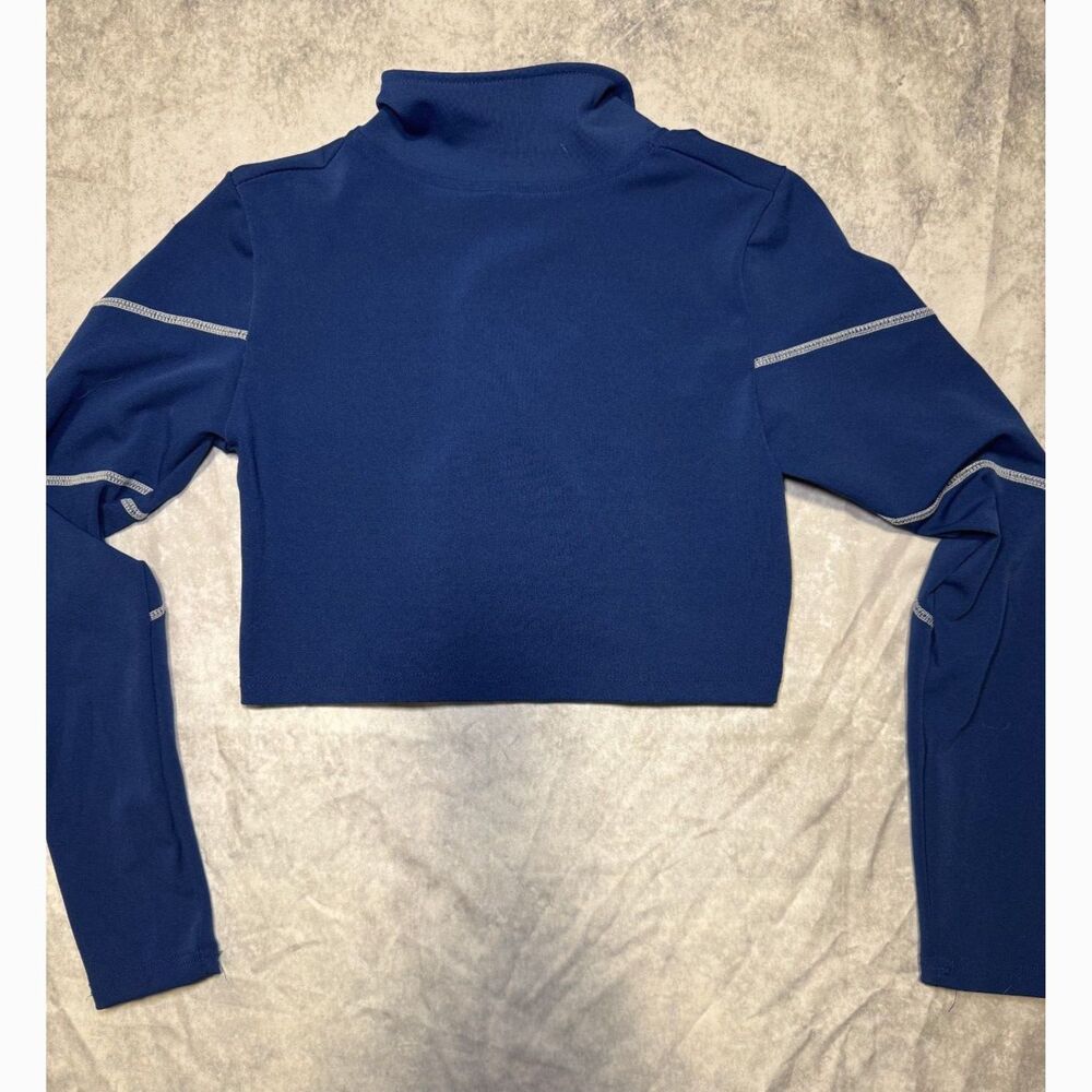 Fashion Nova Blue Zip-Up Cropped Athletic Jacket Size Medium - Picture 2 of 3